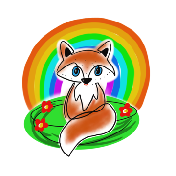 Ehrenhain-Logo: Fuchs vor Regenbogen